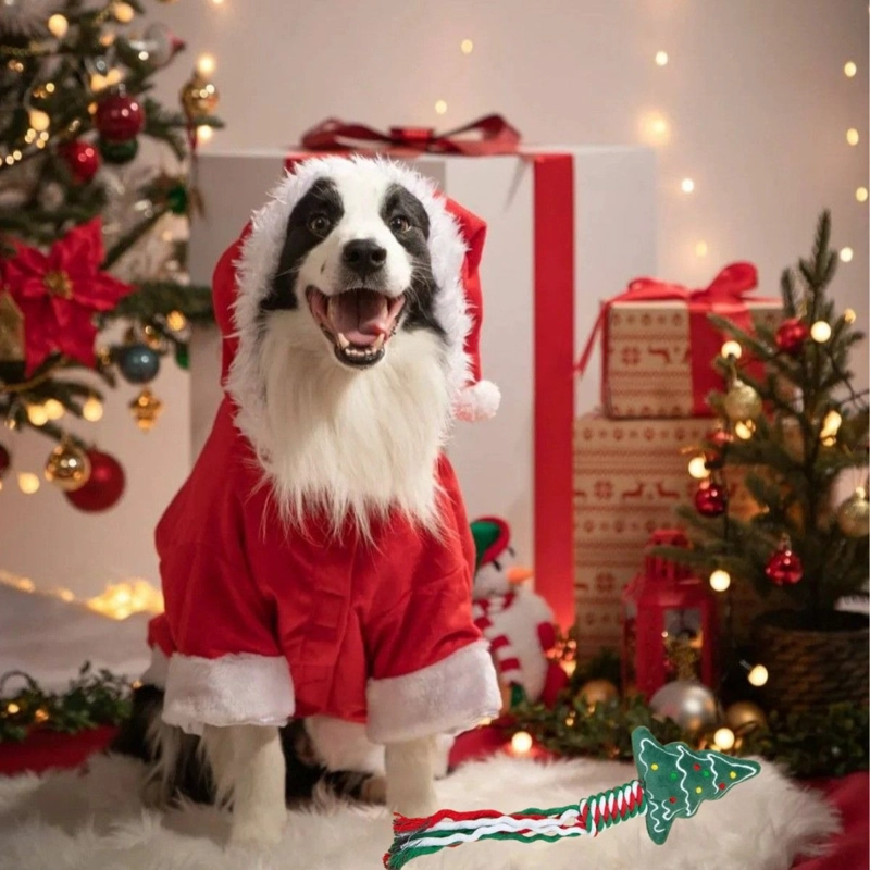 SET 3 JUGUETES PARA MASCOTA DISEÑO NAVIDEÑO PERROS LAU - 4
