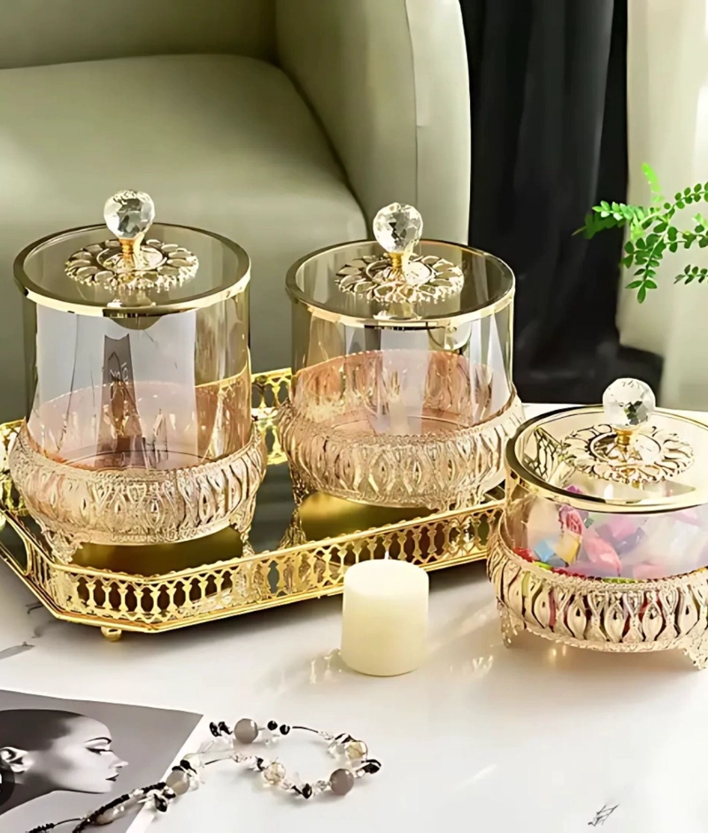 SET 3 FRASCOS DECORATIVOS MULTIFUNCIONAL ALMACENAMIENTO JHN - 8