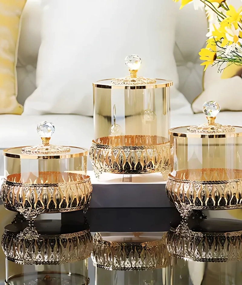 SET 3 FRASCOS DECORATIVOS MULTIFUNCIONAL ALMACENAMIENTO JHN - 9