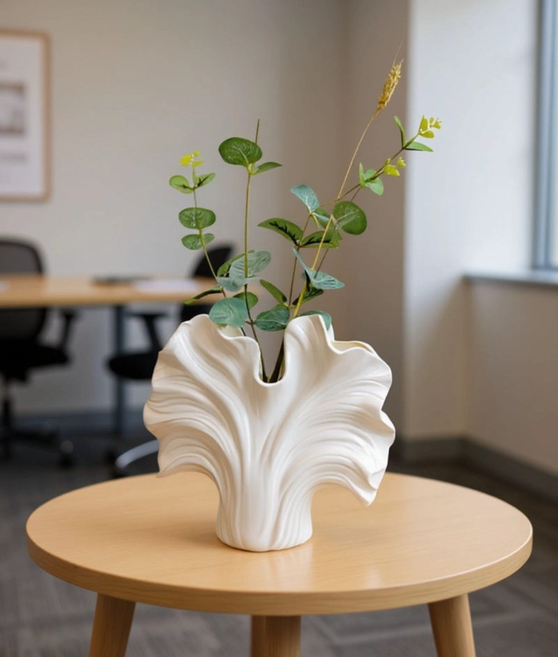 FLORERO DECORATIVO DISEÑO ORGANICO FORMA ONDULADA HOGAR JHN - 7