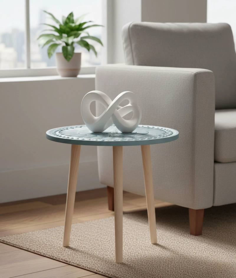 MESA CENTRO REDONDA DECORATIVA AUXILIAR MODERNO HOGAR JHN - 2