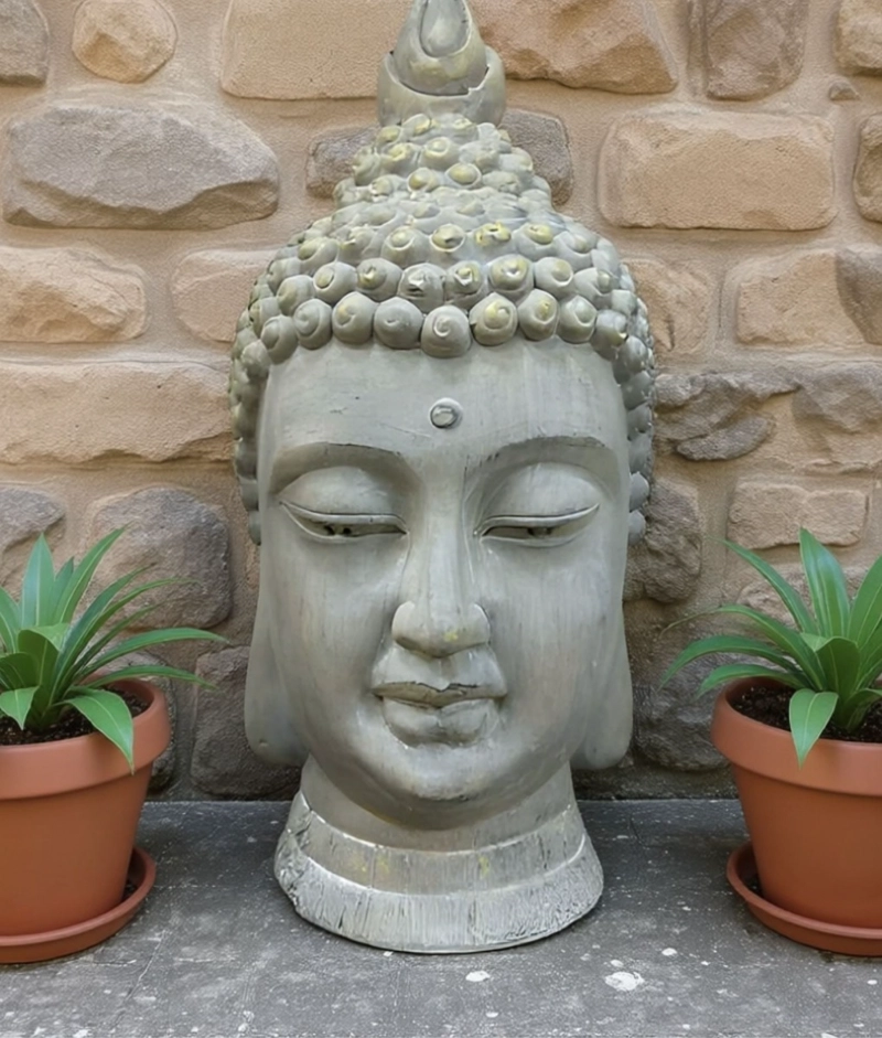 FIGURA ESTATUA DECORATIVA CABEZA BUDA ADORNO HOGAR JHN - 5