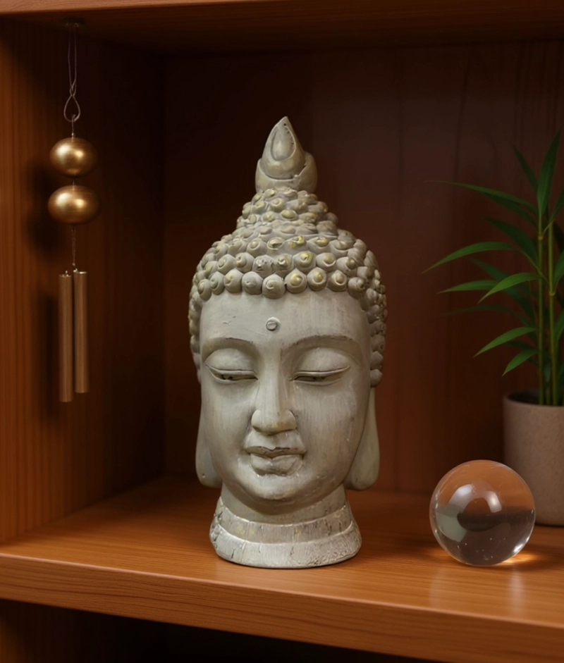 FIGURA ESTATUA DECORATIVA CABEZA BUDA ADORNO HOGAR JHN - 6