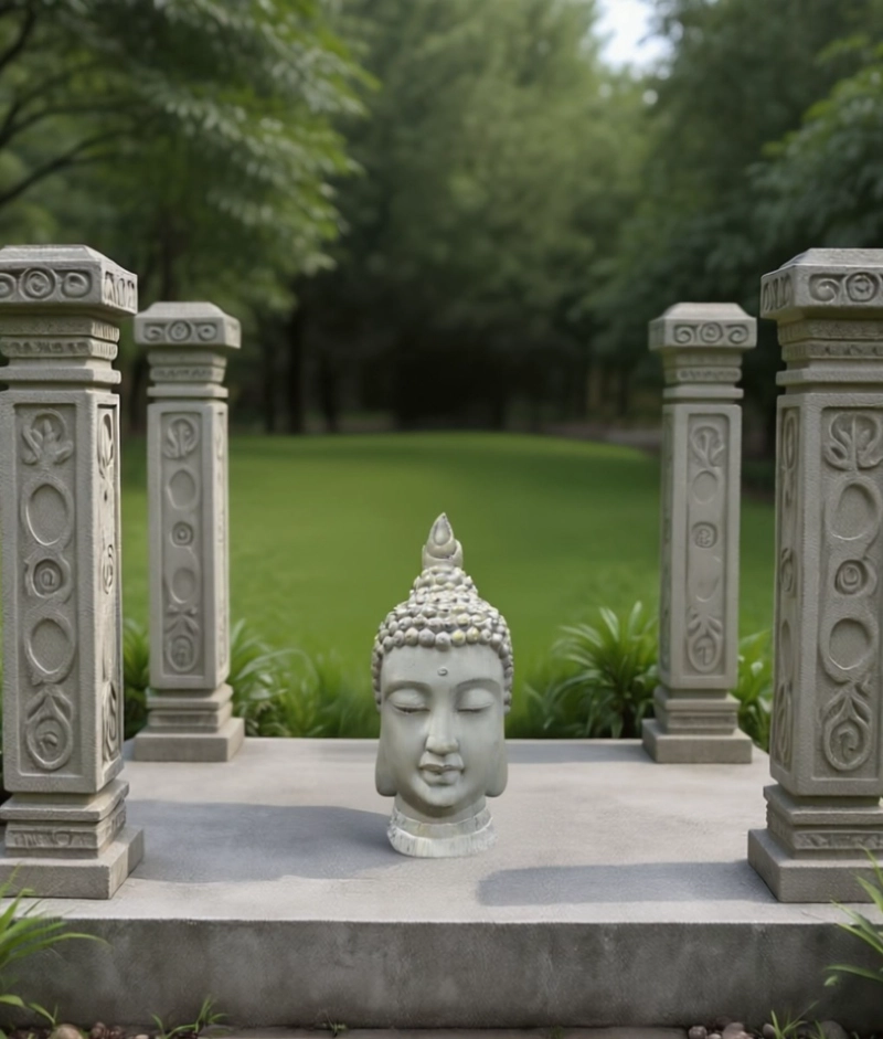 FIGURA ESTATUA DECORATIVA CABEZA BUDA ADORNO HOGAR JHN - 7