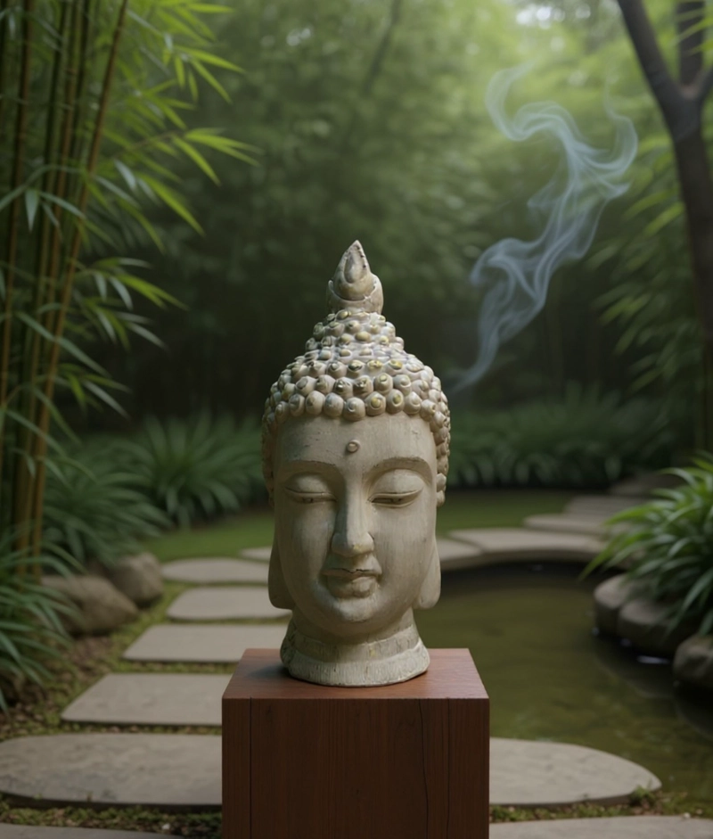 FIGURA ESTATUA DECORATIVA CABEZA BUDA ADORNO HOGAR JHN - 8