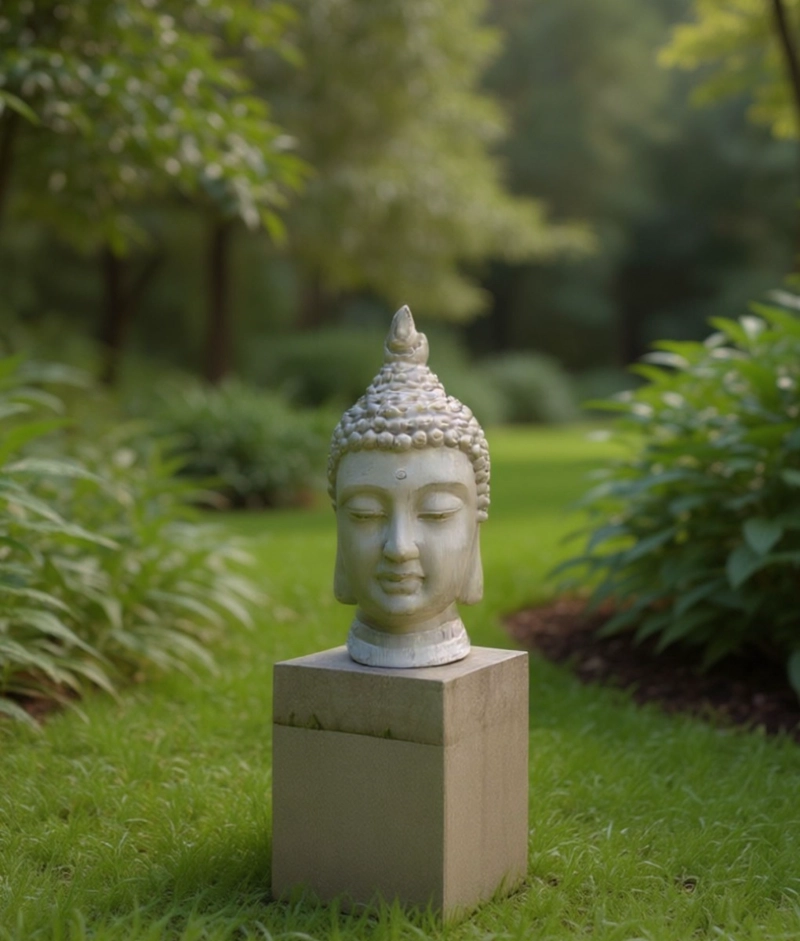 FIGURA ESTATUA DECORATIVA CABEZA BUDA ADORNO HOGAR JHN - 9
