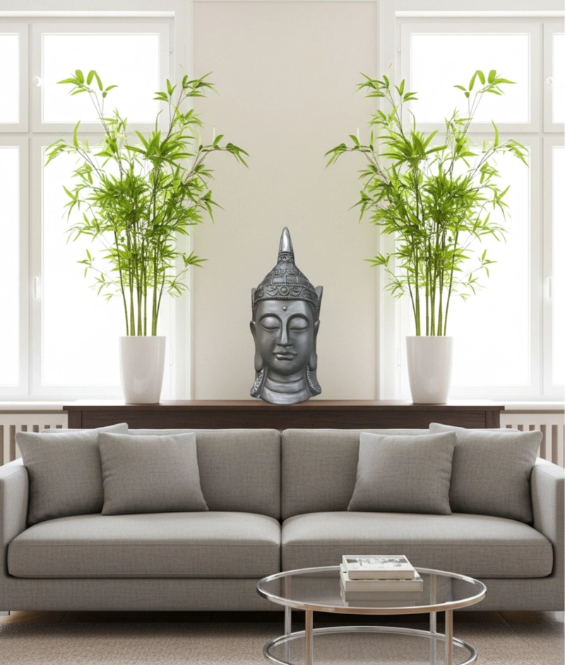 FIGURA DECORATIVA CABEZA BUDA ESTATUA ADORNO HOGAR JHN - 6
