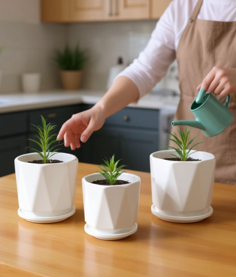 SET 3 MACETA DECORATIVA DISEÑO GEOME TRICO VERSATIL JHN - 3