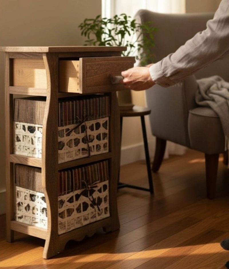 COMODA MUEBLE ORGANIZADOR ESTILO RUSTICO MODERNO JHN - 2