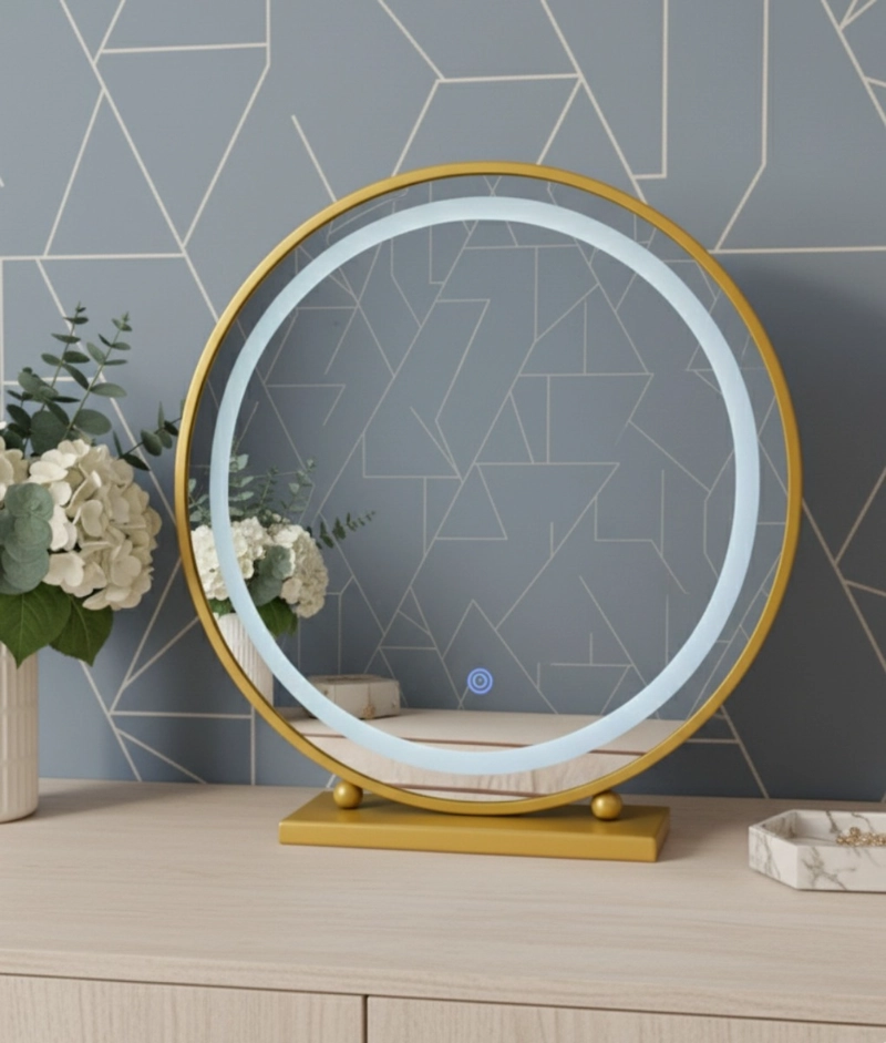 ESPEJO DECORATIVO MESA PANEL TACTIL LUZ LED HOGAR JHN - 2