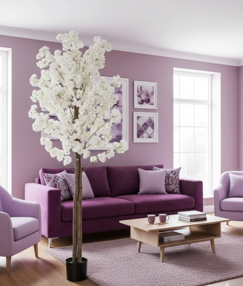 PLANTA ARTIFICIAL DECORATIVA FLOR CEREZO ARBOL ADORNO JHN - 2