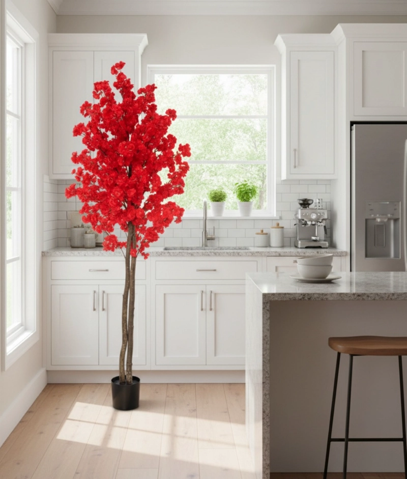 PLANTA ARTIFICIAL DECORATIVA FLOR CEREZO ARBOL ADORNO JHN - 9