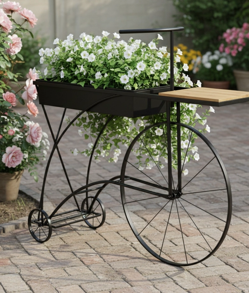 PORTA MACETAS DISEÑO BICICLETA ADORNO JARDINERIA SOPORTE JHN - 6