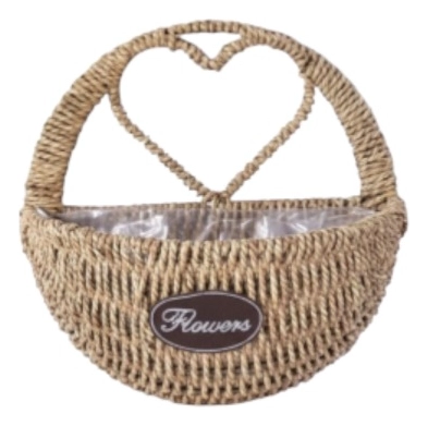 FLORERO DECORATIVO CESTA TEJIDA COLGANTE RUSTICO PARED JHN - 1
