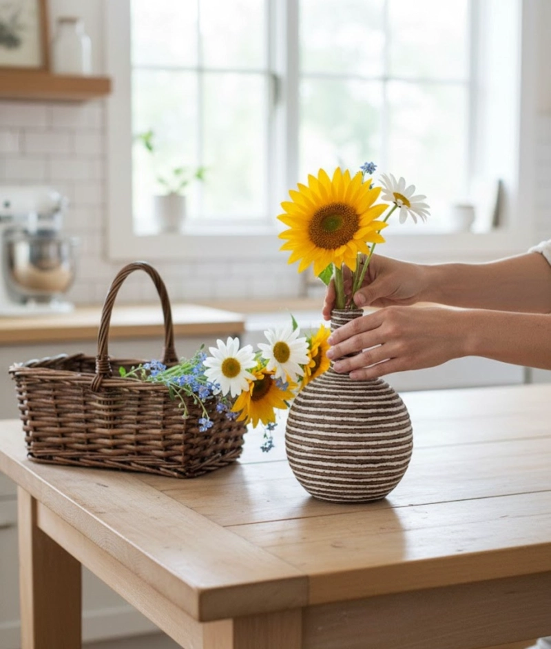FLORERO DECORATIVO JARRON MODERNO ESTILO ARTESANAL JHN - 6