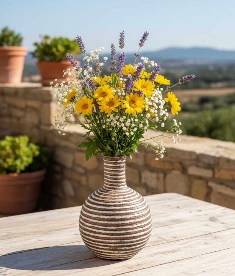 FLORERO DECORATIVO JARRON MODERNO ESTILO ARTESANAL JHN - 9