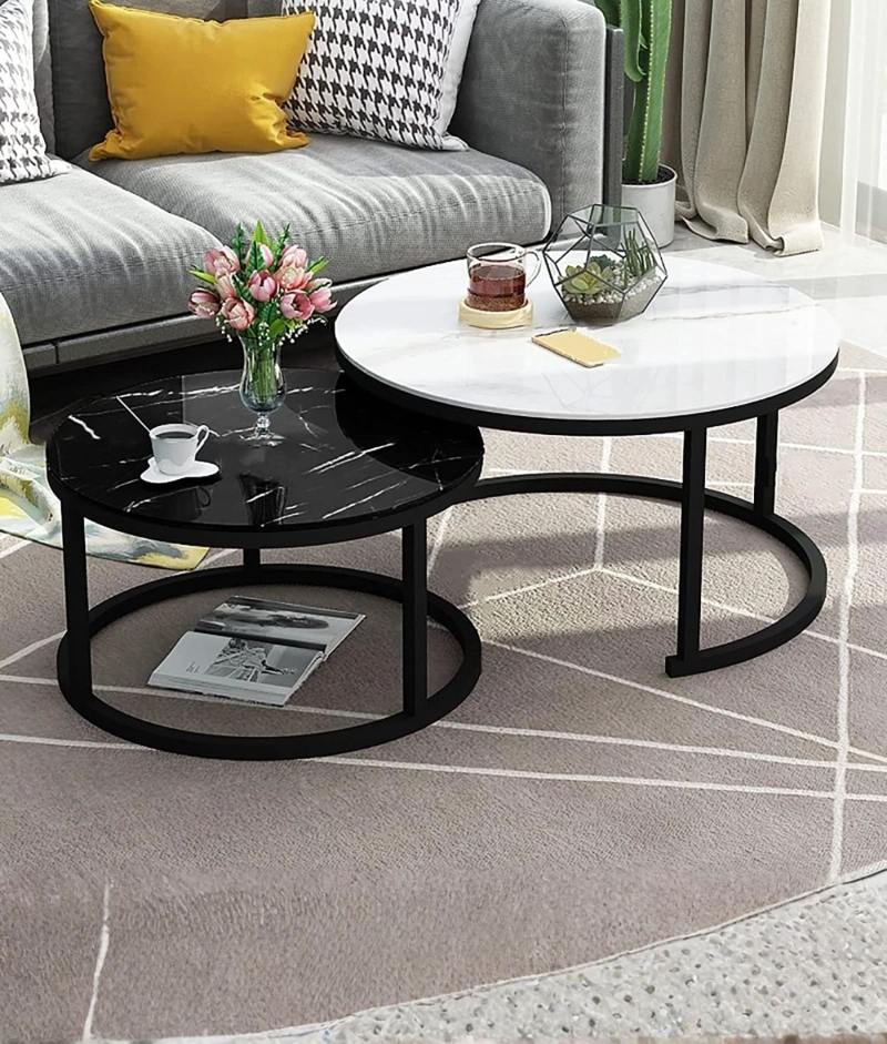 SET 2 MESA CENTRO DECORATIVA AUXILIAR HOGAR COMBINADA JHN - 9