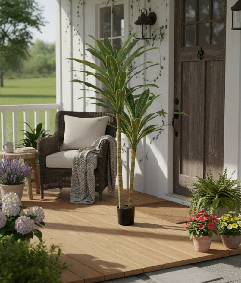 PLANTA ARTIFICIAL TROPICAL PALMERA ADORNO DOBLE TRONCO JHN - 9