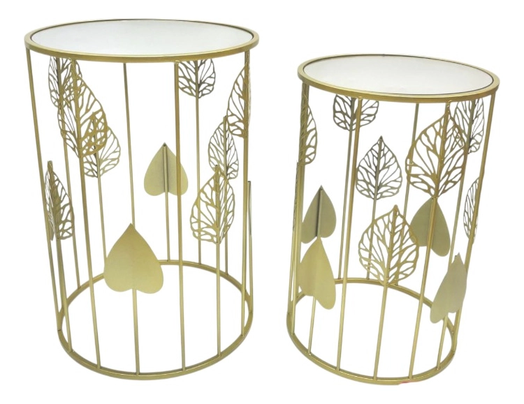 SET 2 MESA CENTRO AUXILIAR DISEÑO BOTANICO DECORACION JHN - 1