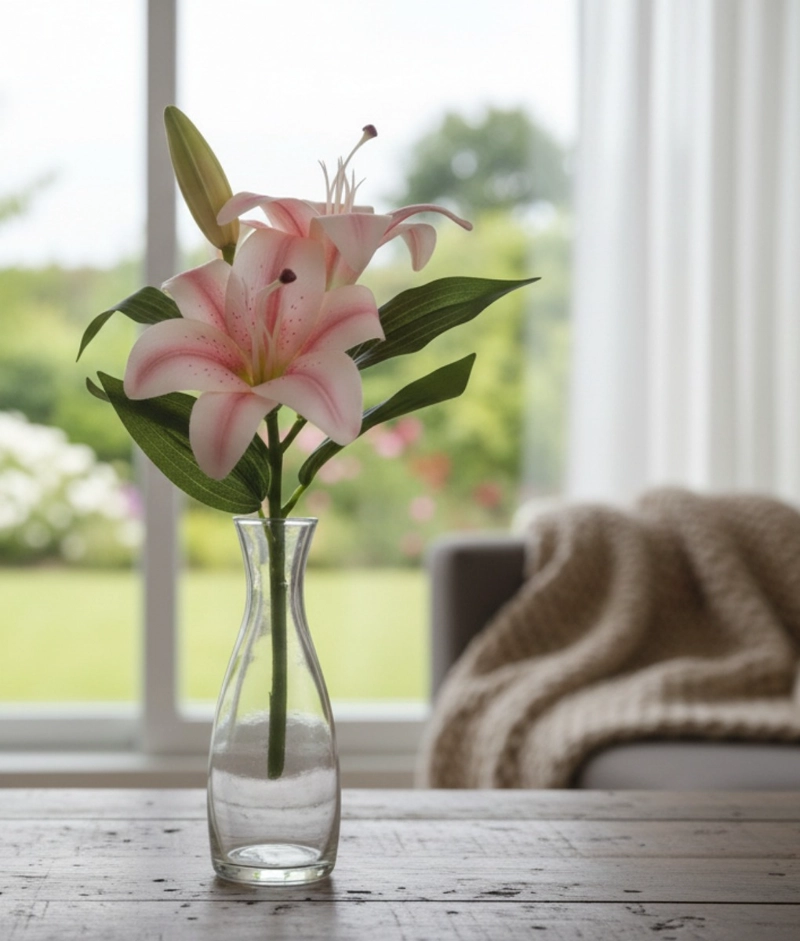SET 3 FLORES ARTIFICIALES LIRIOS TALLO DECORATIVO ADORNO JHN - 2
