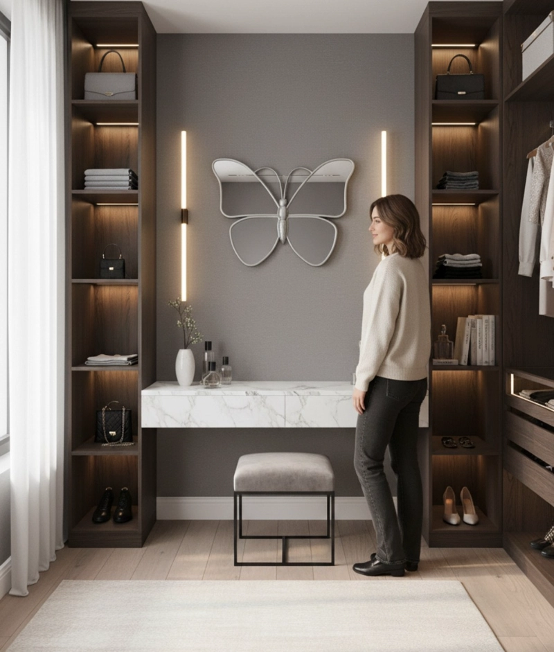 ESPEJO DECORATIVO FORMA MARIPOSA ADORNO PARED HOGAR JHN - 5
