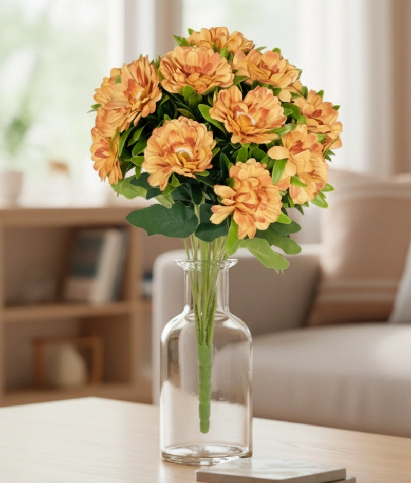 FLORES ARTIFICIALES RAMO CRISANTEMOS FLORAL DECORACION JHN - 7
