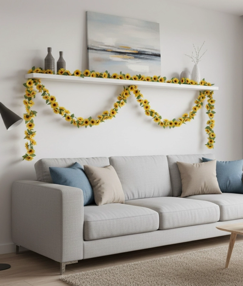 SET 3 FLORES ARTIFICIALES GUIRNALDA GIRASOLES ENREDADERA JHN - 9
