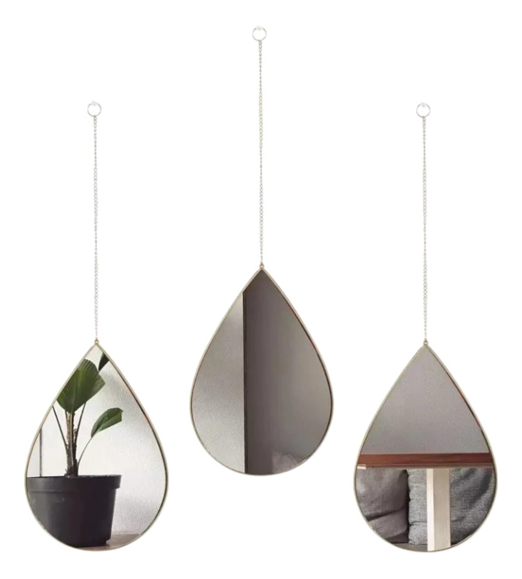 SET 3 ESPEJO PARED DECORATIVO FORMA GOTA ADORNO COLGANTE JHN - 1