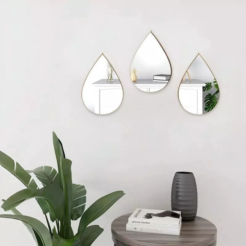 SET 3 ESPEJO PARED DECORATIVO FORMA GOTA ADORNO COLGANTE JHN - 7