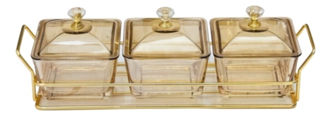 SET 3 FRASCO CONTENEDOR SOPORTE ORGANIZADOR DECORATIVO JHN - 1
