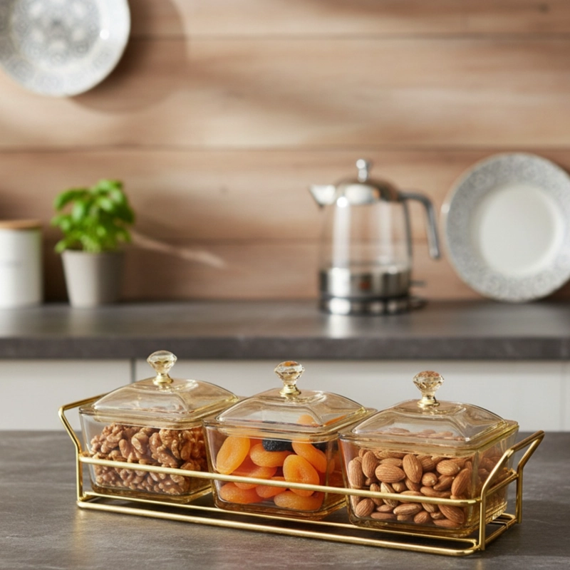 SET 3 FRASCO CONTENEDOR SOPORTE ORGANIZADOR DECORATIVO JHN - 2