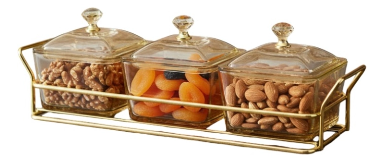 SET 3 FRASCO CONTENEDOR SOPORTE ORGANIZADOR DECORATIVO JHN - 3