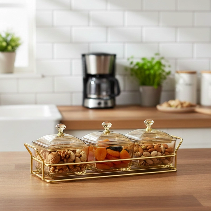 SET 3 FRASCO CONTENEDOR SOPORTE ORGANIZADOR DECORATIVO JHN - 10