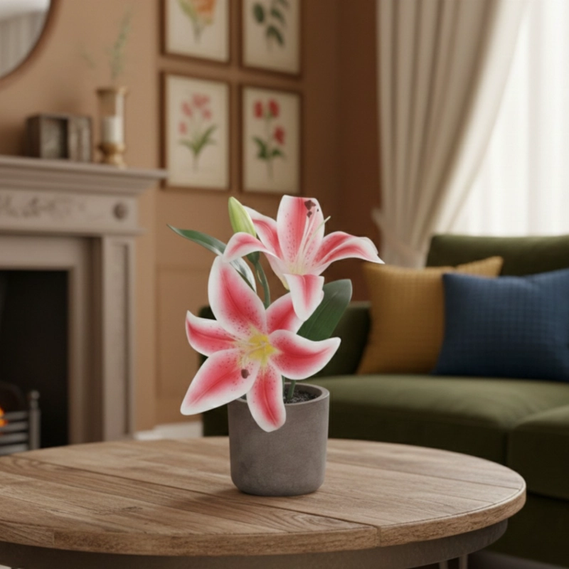 SET 2 PLANTA ARTIFICIAL DECORATIVA LIRIOS ADORNO HOGAR JHN - 8