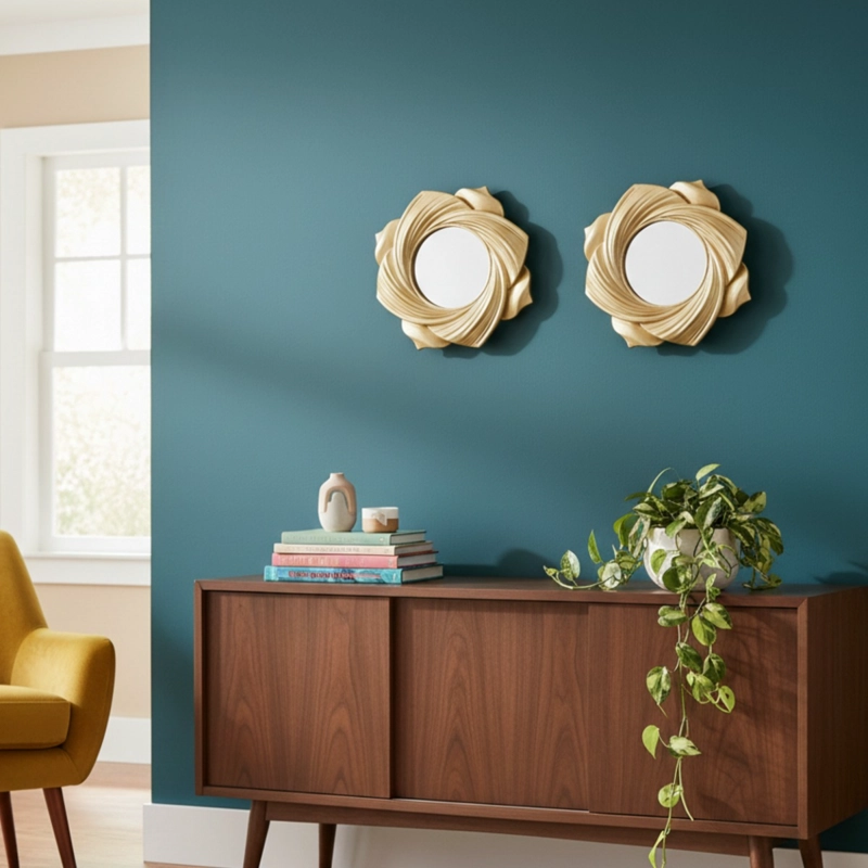 SET 2 ESPEJO DECORATIVO PARED PE TALO FLOR REMOLINO JHN - 8