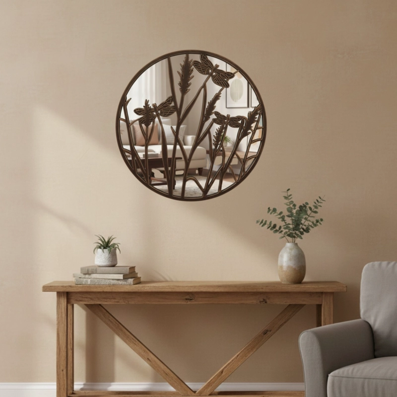 ESPEJO PARED DECORATIVO ARMONIA NATURAL RELIEVE LIBE LULA JHN - 9
