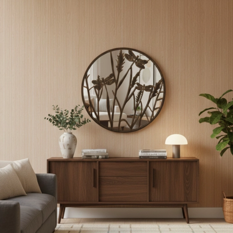 ESPEJO PARED DECORATIVO ARMONIA NATURAL RELIEVE LIBE LULA JHN - 10