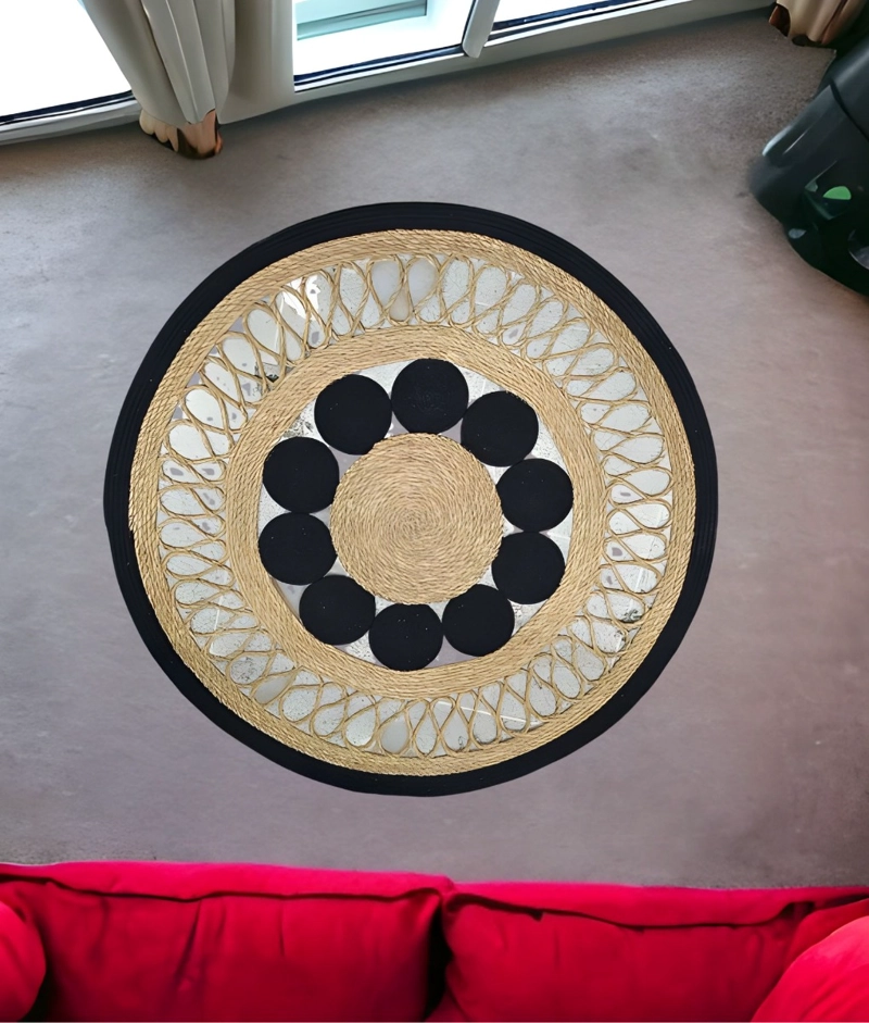 ALFOMBRA DECORATIVA REDONDA PATRON ESTILO GEOME TRICO JHN - 6