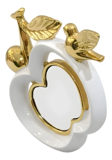 FIGURA DECORATIVA ADORNO DISEÑO PAJARO ESPEJO MANZANA JHN - 3