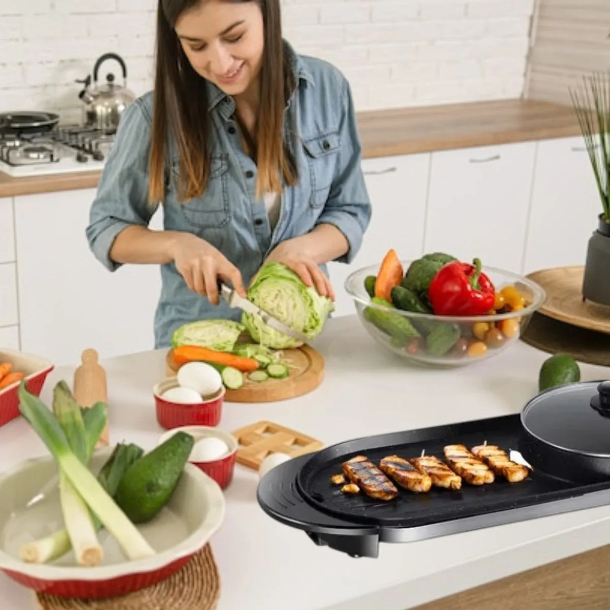PARRILLERA 2EN1 DOBLE SARTEN ANTIAHERENTE COCINA LAU - 8