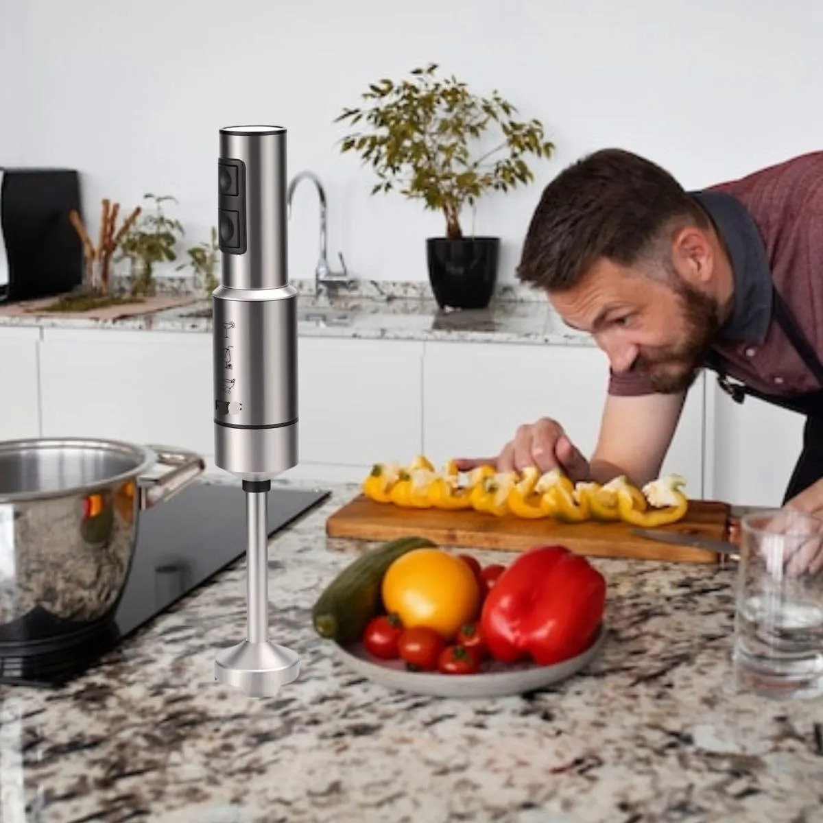 LICUADORA PROCESADORA MANO POTENCIA 400W PORTATIL COCINA LAU - 8