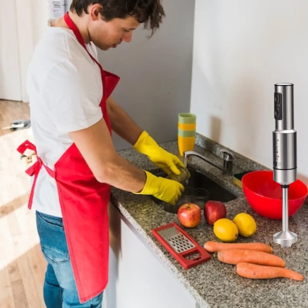 LICUADORA PROCESADORA MANO POTENCIA 400W PORTATIL COCINA LAU - 9