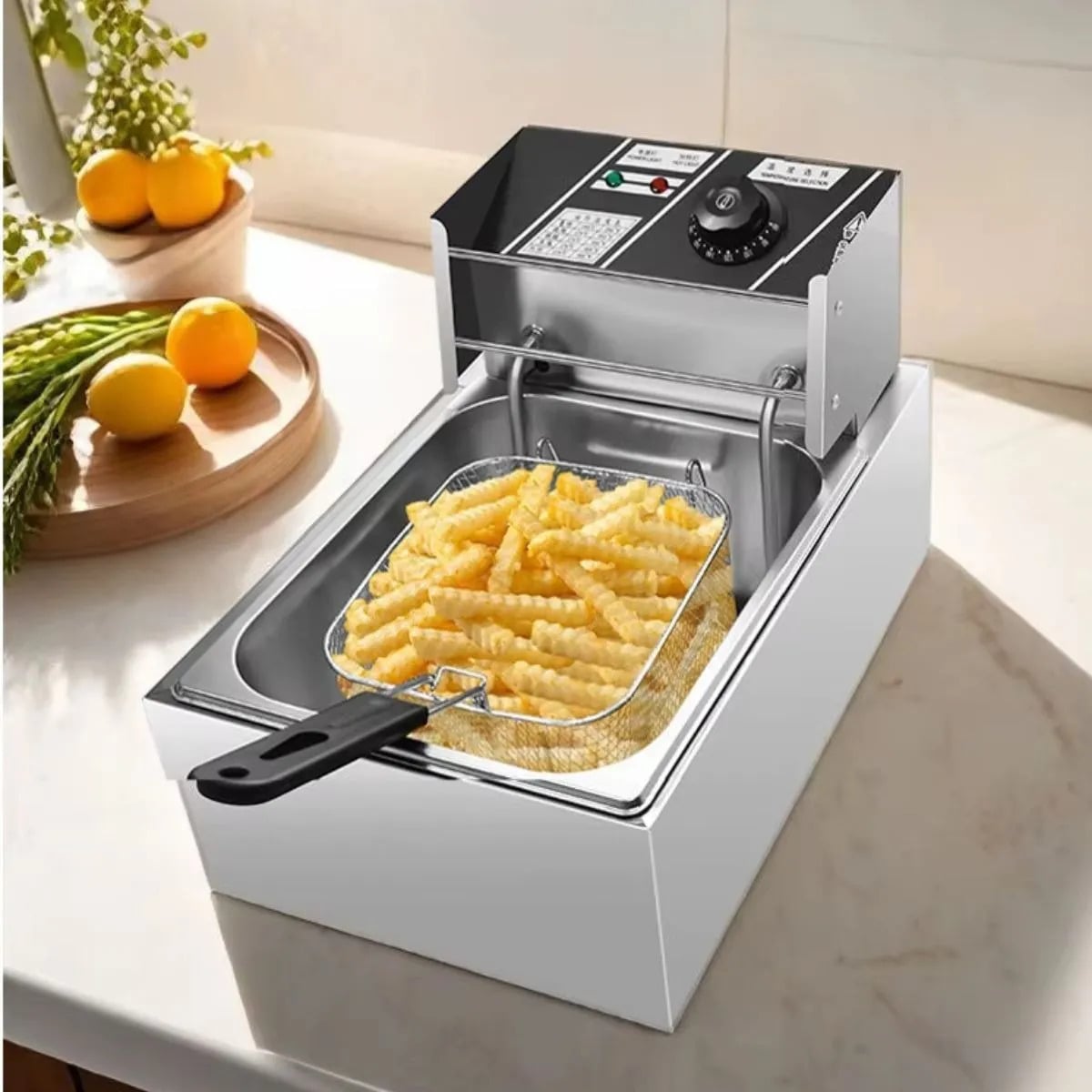 FREIDORA DE ACEITE ACERO INOX 6.5L COCINA RESTAURANTE LAU - 1