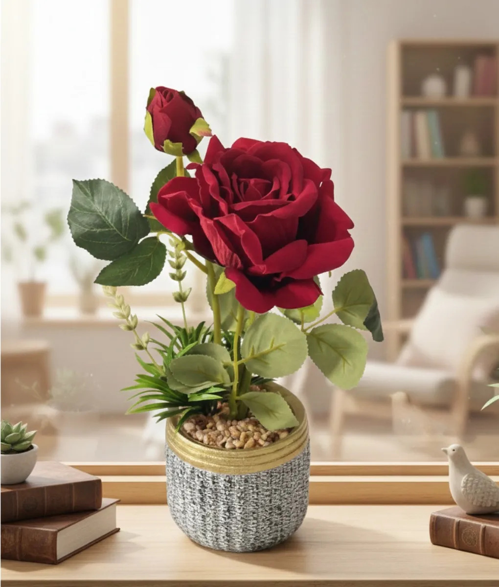 PLANTA ARTIFICIAL DECORATIVA ROSA ENCANTO RUSTICO JHN - 2