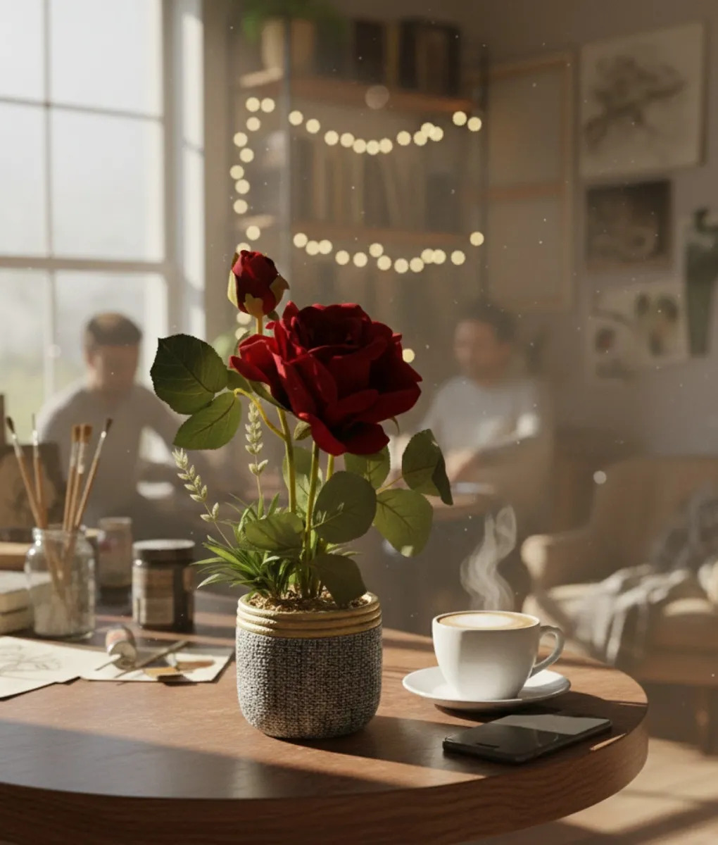 PLANTA ARTIFICIAL DECORATIVA ROSA ENCANTO RUSTICO JHN - 4