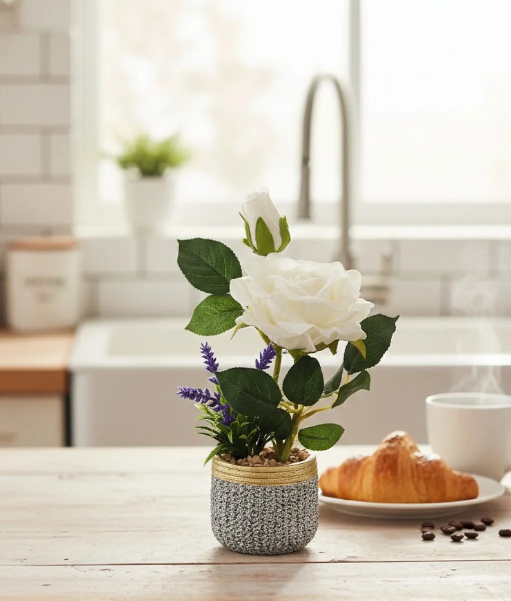 PLANTA ARTIFICIAL DECORATIVA ROSA ENCANTO RUSTICO JHN - 6