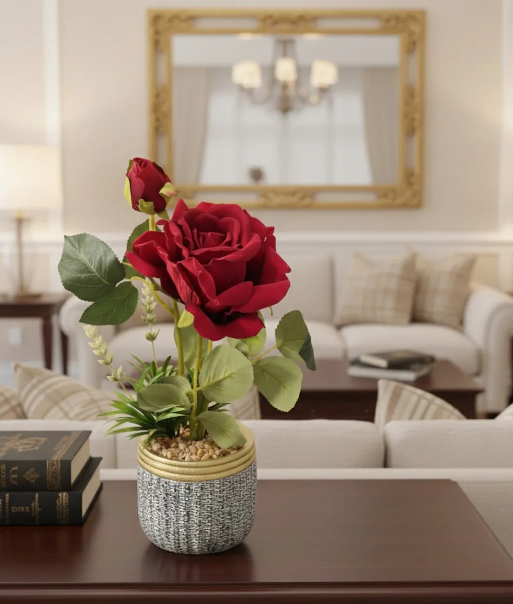 PLANTA ARTIFICIAL DECORATIVA ROSA ENCANTO RUSTICO JHN - 9