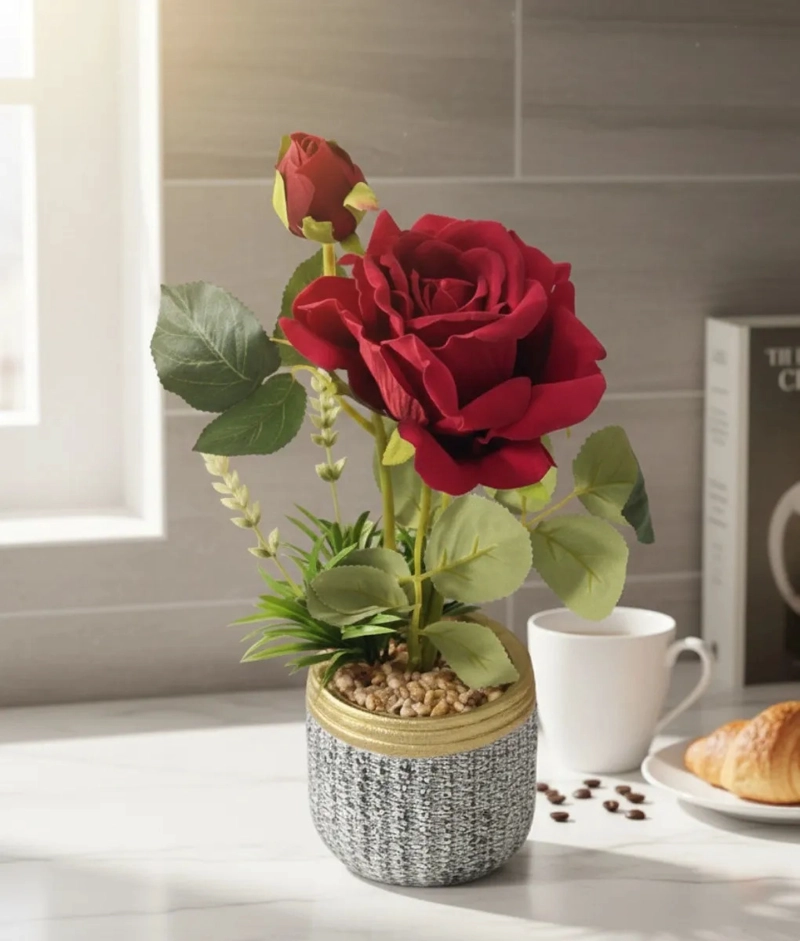 PLANTA ARTIFICIAL DECORATIVA ROSA ENCANTO RUSTICO JHN - 10