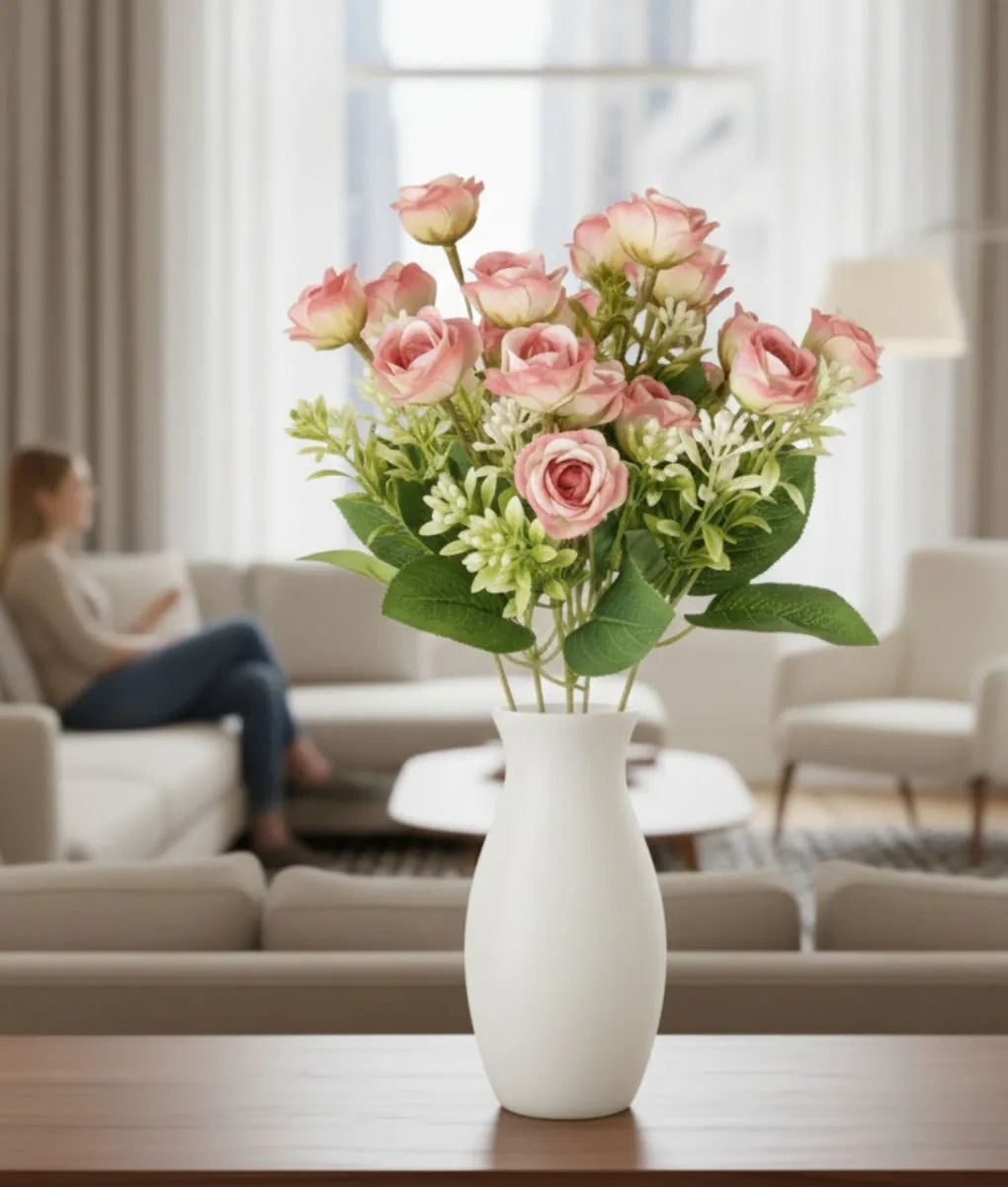 SET 3 FLORES ARTIFICIALES ROSAS DECORATIVA RAMO BELLEZA JHN - 4