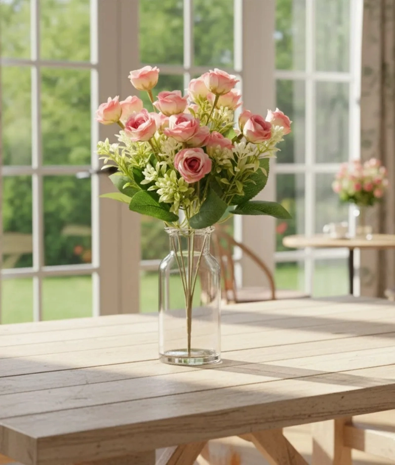 SET 3 FLORES ARTIFICIALES ROSAS DECORATIVA RAMO BELLEZA JHN - 10